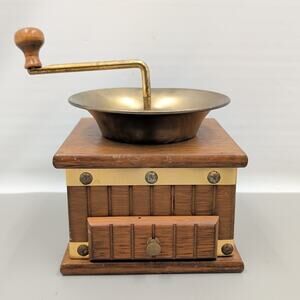 Vintage Manual Wooden Hand Crank Coffee Grinder